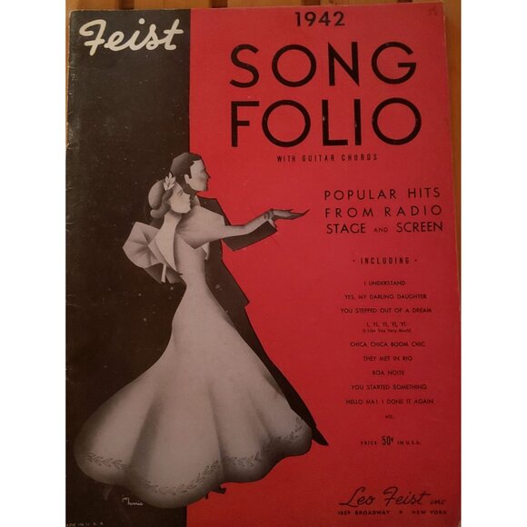 Feist 1942 Song Folio With Guitar Chords Vintage Song Book - Picture 1 of 3